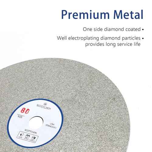 SCOTTCHEN Diamond Flat Lap Wheel 6" x 1/2" Arbor Grinding Sanding Disc Lapping Polishing Disc-80 Grit