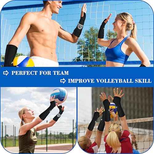 Volleyball Arm Sleeves with Passing Protection Forearm Pads, Black Hitting Forearm Sleeves Padded Volleyball Sleeve with Thumb Hole for Youth Girls Kids, 1 Pair