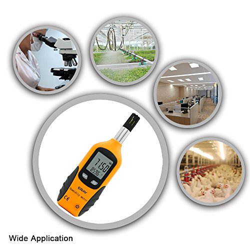 ERAY Digital Psychrometer Thermometer Hygrometer with Backlight – Yellow, 9V Battery Included