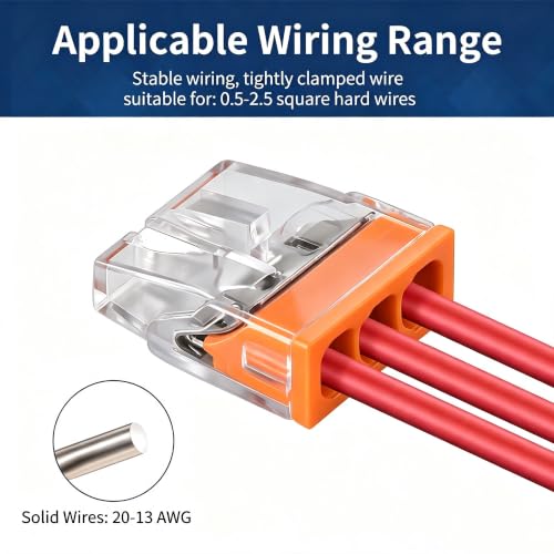 JINHconnect 3-Conductor Wire Connectors Kit 100pcs Push-In Nuts for 18-13 AWG Wiring