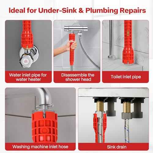 8 in-1 Multifunctional Sink & Faucet Installer Wrench - Plumbing Tool for Bathroom/Kitchen Toilet Pipe Repair & Installation (Red)