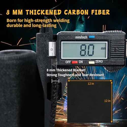 kaidun 8 mm 12'' x 12'' Sewing Edge Welding Blanket Fireproof 2 Pack, Flame Retardant Fabric Carbon Felt Pad Cloth for Brazing Plumbing, Heat Resistant Soldering Mat Fire Blankets for Welders Plumbers
