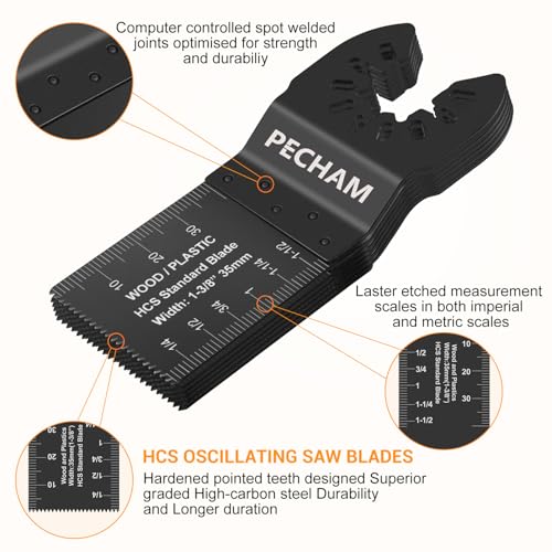 PECHAM 24PCS Universal Oscillating Multi-Tool Saw Blades Kit for Wood, Metal, Plastic, Quick Release
