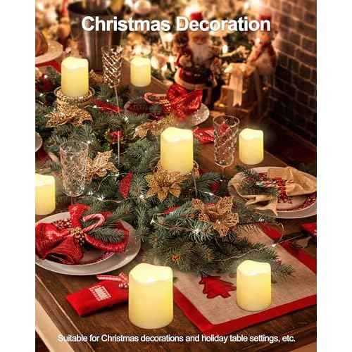 SHYMERY Flameless Votive Candles,Flameless Flickering Electric Fake Candle,24 Pack 200+Hour Battery Operated LED Tea Lights in Warm White for Wedding, Table, Halloween,Christmas Decorations 1.5"X1.7"