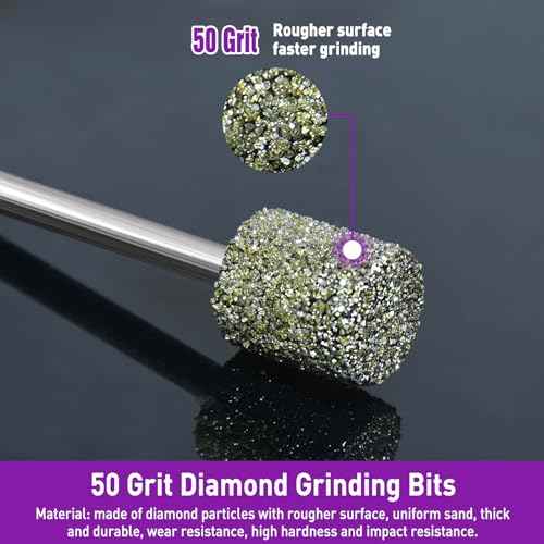 12PCS Diamond Grinding Bit Compatible with Dremel, Stone Carving Set with 50Grit Diamond Coated Bits Polishing Kit with 1/8" (3mm) Shank Rotary Tools Accessories for Stone Rocks Jewelry Glass Ceramics