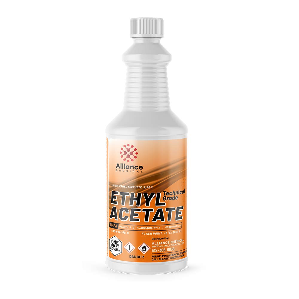 Ethyl Acetate - Technical Grade - 1 Quart - 32 FL Oz - Paints, Varnishes, Lacquers, Extraction, Cleaning, and Perfumes - Domestically Sourced - Made in America - Alliance Chemical