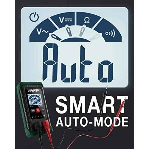 TM-510 Digital Multimeter, 4000 Counts, Smart Measurement, Auto-Ranging Voltmeter; Voltage Tester with Non-Contact Voltage Function, Measures AC/DC Voltage, Resistance, Continuity ? Green