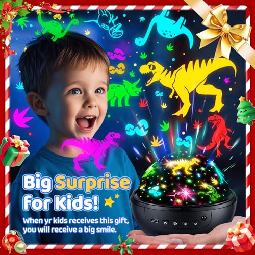 COOLNIGHT Black Kids Night Light Projector with 93 Lighting & 3 Films, Sleep Timer & Remote