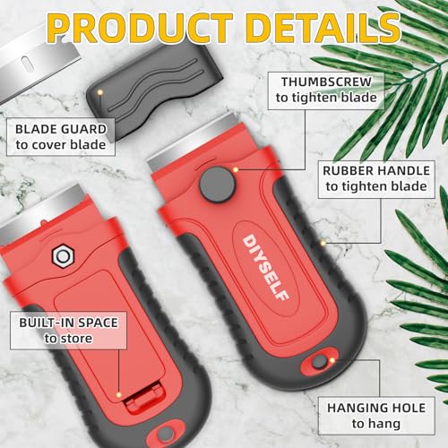 Red 1 Pack Razor Blade Scraper Kit with 15 Extra Blades for Glass & Surface Cleaning