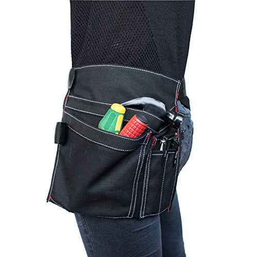 Tool Pouch MDSTOP Single Side Apron with 5 Pockets and 1 Hammer Loop, Fits for Hammer, Pencils, Screwdrivers etc. (Black)