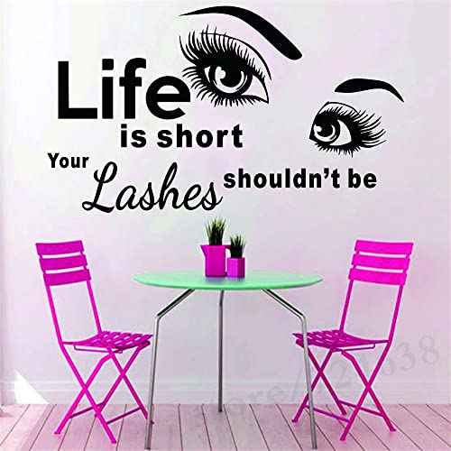 Removable Eyelash Wall Decal ? 17"x28" PVC Inspirational Quote Sticker with Eyes and Lashes ? Ideal for Beauty Salon, Makeup Studio, Lash Bar, Vanity Wall, or Cosmetologist Decor (JWH240-lashes)