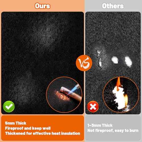 Carbon Felt Welding Pad & Blanket Fireproof, 12" x 12", Opening Shape Heat Resistant Mat, 5MM Fire Protection Shield, Heat Insulation, Flame-Retardant HVAC Torch Flame Protector