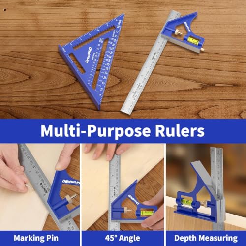 Combination Square Set, 7 & 12 Inch Aluminum Zinc Carpenter Tool
