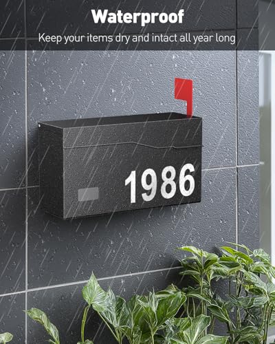 Uniclife Wall Mount Mailbox No Lock with Flag - Outdoor Steel Drop Box