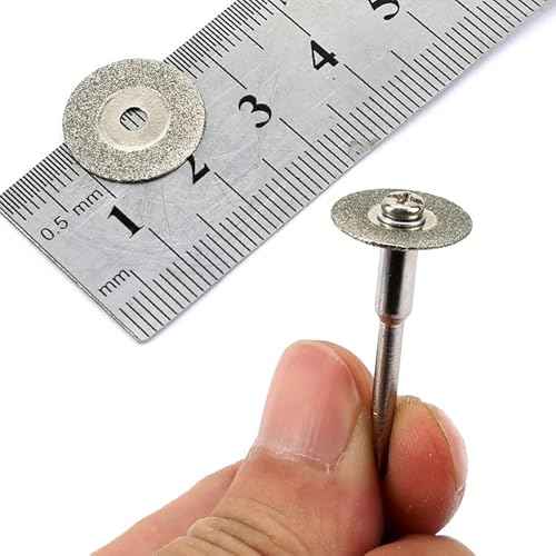 Dophee 10pcs Mini Diamond Coated Cutting Off Discs Wheel with 2 Mandrel Arbor Set Fit Rotary Tool Replacement for Dremel Drill (16mm)
