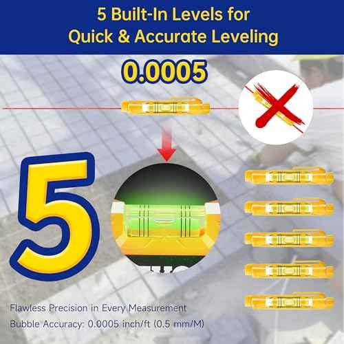 Mason Line String with Handle, 540FT #18 Braided Nylon String with Reloadable Line Reel and 5 Built-in Levels, Heavy-Duty Construction Twine for Masonry Gardening DIY Projects