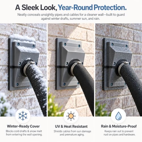 Celinfto 2.36 in HVAC Wall Penetration & Line-Set Cover Kit - White