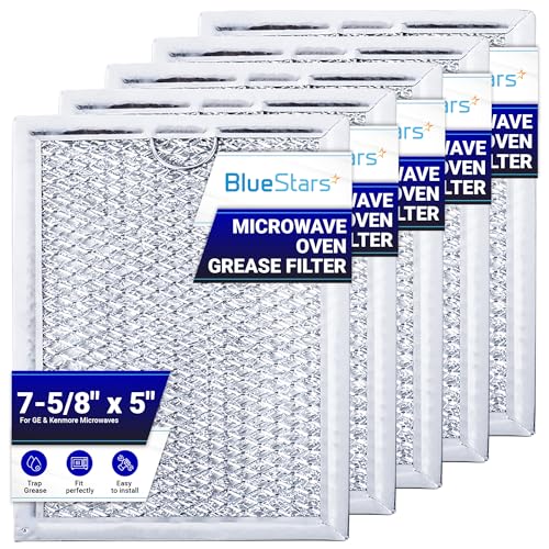 [5-Pack] BlueStars WB06X10309 Microwave Oven Grease Filter – 5 Count, 7-5/8 x 5 x 1/16 in