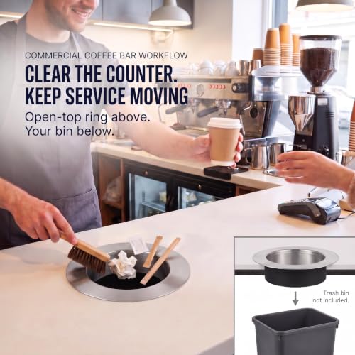 Alonsoo 6.38 in Round Countertop Trash Chute Grommet - Noise-Reducing, 304 Stainless