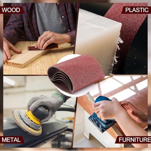 Demissle 10 Pack 8 x 19 Inch Floor Sanding Belt 24 Grit Aluminum Oxide Cloth Sanding Belts for Commercial and Residential Flooring
