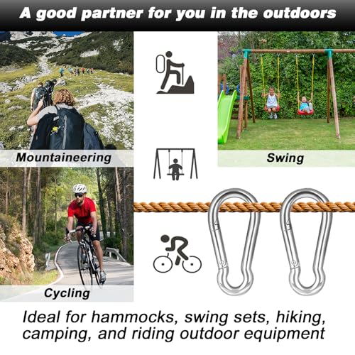 40PCS M6 Heavy Duty Spring Snap Hook Carabiner Clips - Silver, 2.36in