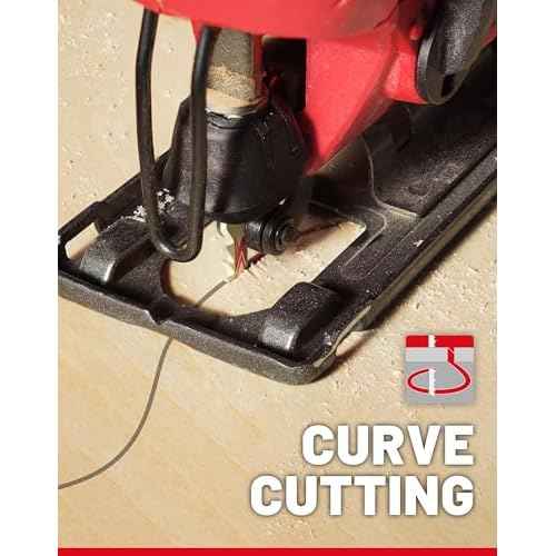 EZARC 10PCS Jigsaw Blades T101B Jig Saw Blades Set for Wood Clean Cutting Assorted T-Shank Replacement 10 TPI Curved & Scrolling Cutting