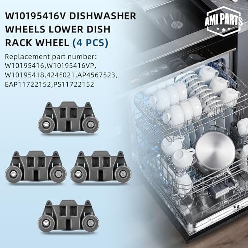 W10195416V Lower Dishwasher Rack Wheel Kit for Kenmore Whirlpool 2.88in Height