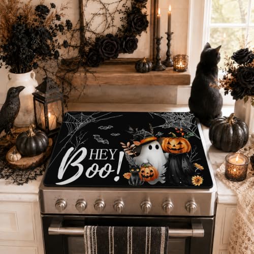 Boo Stove Top Cover 28x20 in Halloween Ghost Design for Electric Stoves