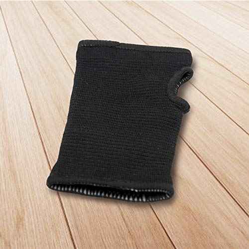 Luwint Kids Hand Wrap - Knitted Palm Sleeve Wrist Brace Hand Protection Support for 8-14 Years, 1 Pair Black