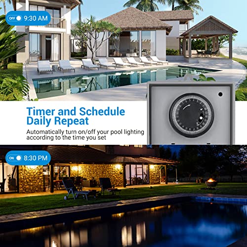 Dewenwils Outdoor Pool Pump Timer 2HP 40A Mechanical Water Timer Box