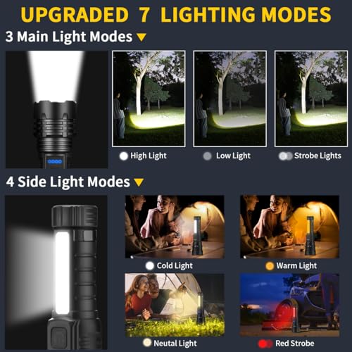 2-Pack Rechargeable LED Flashlights High Lumens, Adjustable Focus, Emergency & Outdoor Use