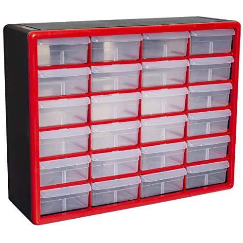 Akro-Mils 10144 + 10124 68-Drawer Plastic Storage Cabinets Bundle, Red