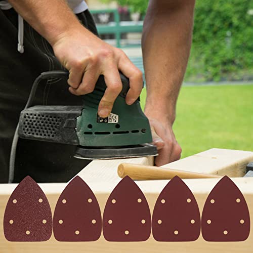 50 Pcs Mouse Detail Sander Sandpaper, 40/80/120/180/240 Grit Hook and Loop 140mm Mouse Sander Pads, Sander Replacement Pads, Assorted Triangle Sandpaper for Detail Mouse Sander
