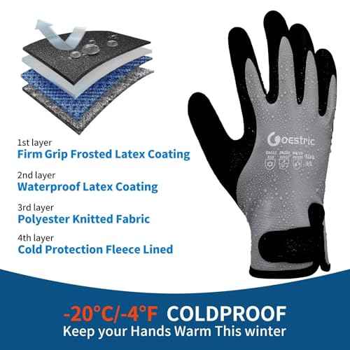 100% Waterproof Winter Work Gloves for Men Women, Freezer Gloves with Grip for Shoveling Snow