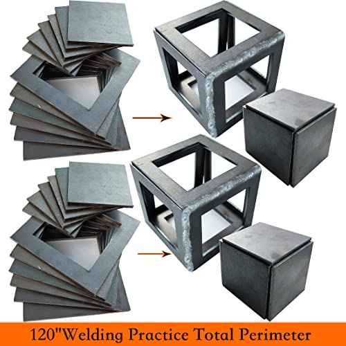 Welding Practice Kit, 24 PCS Premium Welding Coupons, 11 Gauge 3&2 Inch Square Steel Welding Plate For novice at welding. A36 Steel Plate Welding Practice Kit.