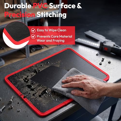 Reihazon 1pc Magnetic Tool Mat, 83-Magnet Flexible Tool Holder, Red 12 5/8 x 9 5/8 in