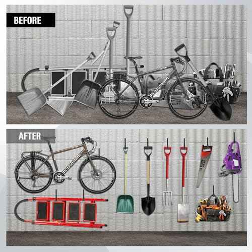 Heavy Duty Utility Hooks, Garage Storage Wall Mount Steel Hooks, Garden Tool Hanger, Garage Organizer for Tool, Ladder, Folding Chair, Hose, Ropes, Bike, etc.(4 Large, 7.7 Inches)