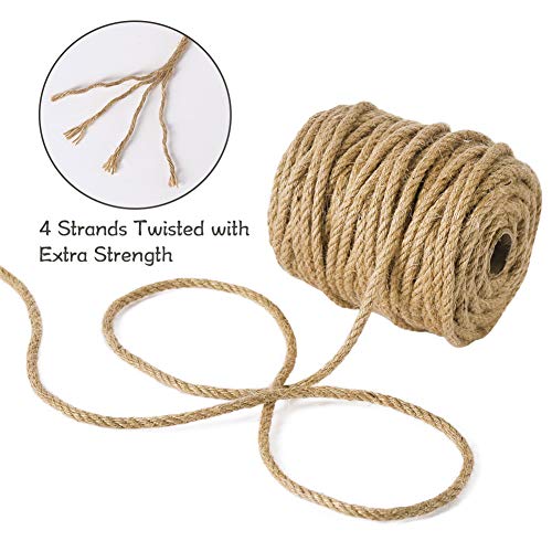 Tenn Well 3/16 Inch x 100 Feet Natural Jute Twine - Heavy Duty 4-Ply Rope