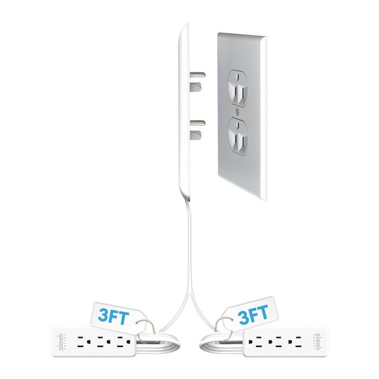Sleek Socket Original & Patented Ultra-Thin Outlet Concealer with Cord Concealer Kit, Flat Extension Cord with Multi Outlets Power Strip, Ideal for Home Improvement, Hide Bulky and Messy Cords