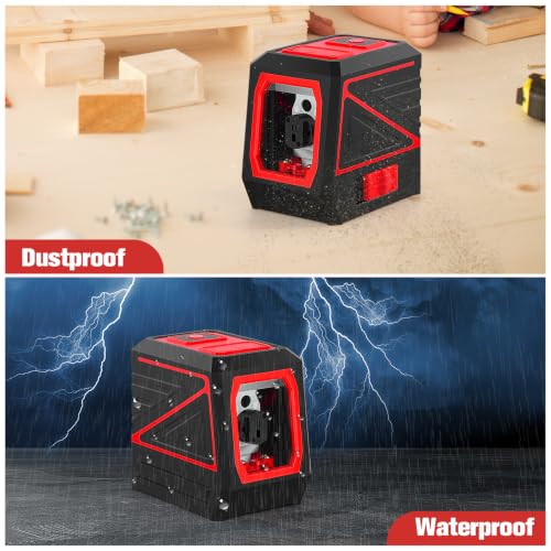 UNCANZEA Deep Red Cross Line Laser Level with 360° Rotatable Tripod & Self-Leveling, Bright Green Laser, 30m Range