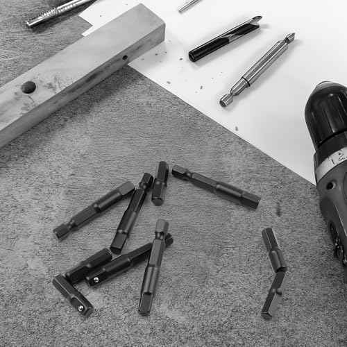 10 Pcs 1/4 Hex to 1/4 Socket Adapter, Hex Drill to Square Socket Bit Adapter, Impact Adapter Power Tool Replacement Part Suitable for Driver Socket Driver Electric And Pneumatic Drill