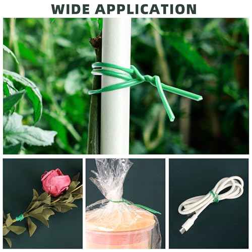 YMHB Twist Ties, 656Feet (200m) Green Garden Plant Ties with Cutter, Green Twist Ties for Gardening Tomatoes Vines Tie Garden Ties, Plant Support and Office Home Cable Organizing
