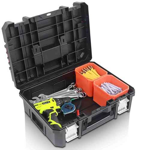 Anyyion 17In Tool Box,Double handles, Stackable, Essential for Home Decor.£¨Internal Size:16.54¡±L*10.55¡±W*4.33¡±H) (Double handles)