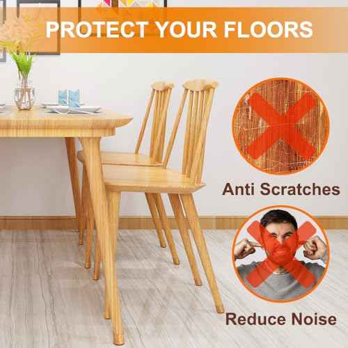 VIUME 24 Pcs Chair Leg Floor Protectors for Hardwood Floors Silicone Covers to Protect Wood Tile Floors Felt Pads Furniture Leg Caps Anti-Scratch Reduce Noise (Fit:1.3"-2")
