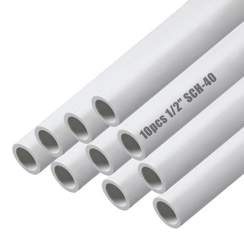 Sasylvia 10 Pcs White PVC Pipe DIY Projects Sch40 Furniture Grade for Home, Greenhouse, Garden, Farm, Workshop (1/2 Inch,4 Ft)