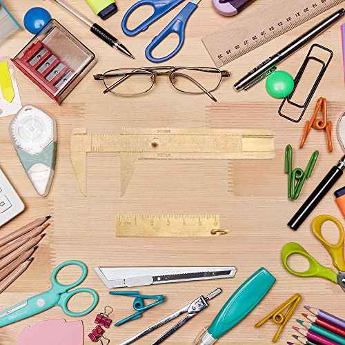Mini Brass 80mm Double Scale Caliper Portable Sliding Measurement Tool for Measuring Gemstones and Jewelry Components Bead (1PC Caliper and 1pc 60mm Brass Ruler)