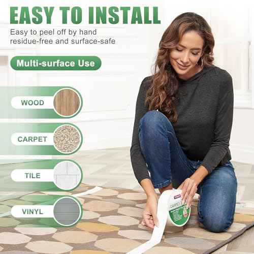 YYXLIFE Double Sided Removable Rug Tape - Carpet Adhesive for Hardwood Floors,Non Slip Anti Curling Floor Tape for Area Rugs,Mats,Carpets - No Residue Strong Hold for Tile, 2Inch x 10Yards,White