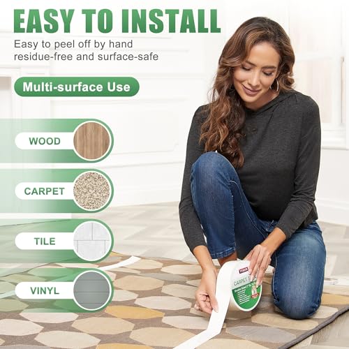 YYXLIFE Double Sided Carpet Tape 2-Inch x 10 Yards Heavy Duty Rug Adhesive
