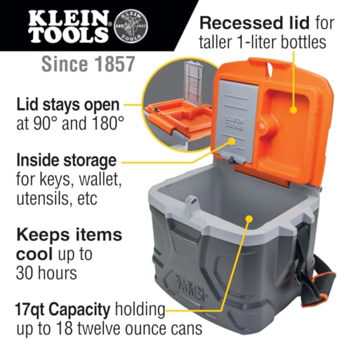 Klein Tools 55600 17-Quart Work Cooler Lunch Box with Seat & Interior Storage