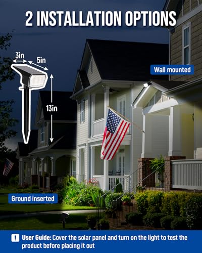 AUDERWIN Outdoor Solar Spot Lights 4 Pack Waterproof Cool White